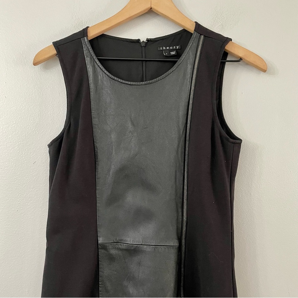 Theory Black Leather Panel Dress - Picture 3 of 5